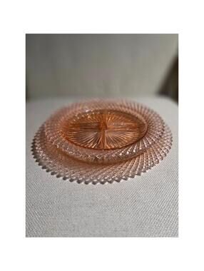 Vintage Pink Miss America Depression Glass Plates Set of 2 Dinner & Grill 10"